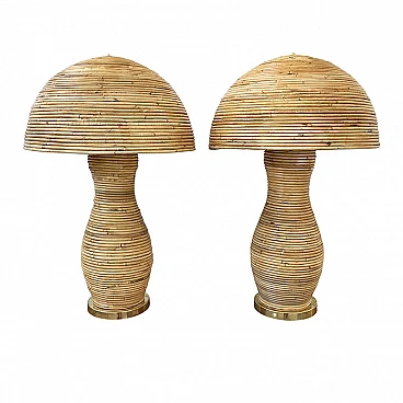 Pair of bamboo table lamps, 1970s