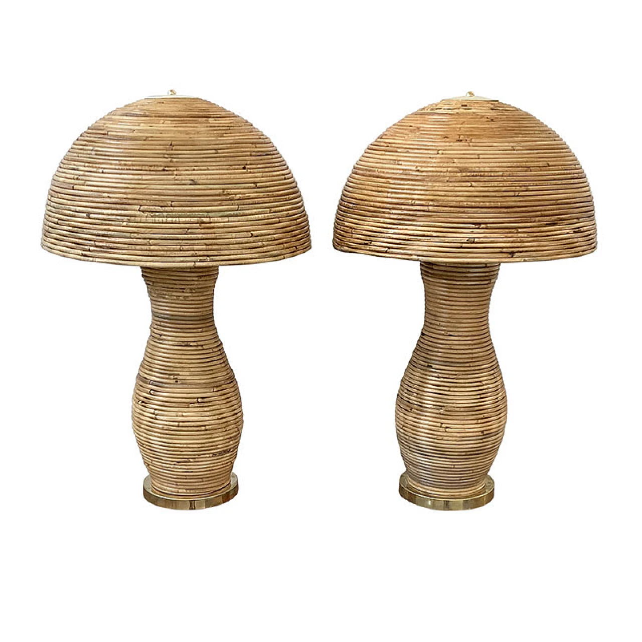 Pair of bamboo table lamps, 1970s 2