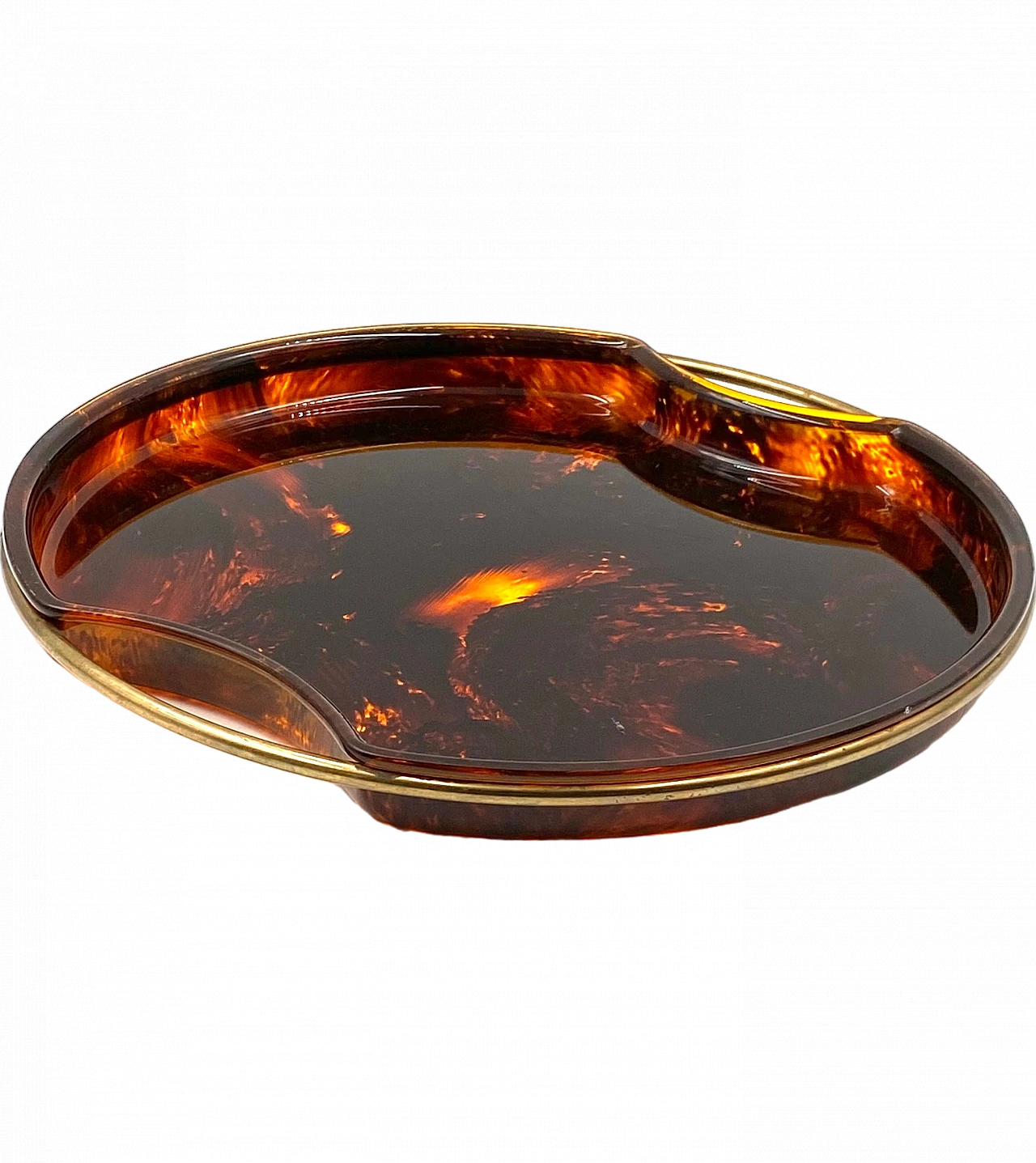 Brass and tortoiseshell lucite tray by Guzzini, 1970s 22