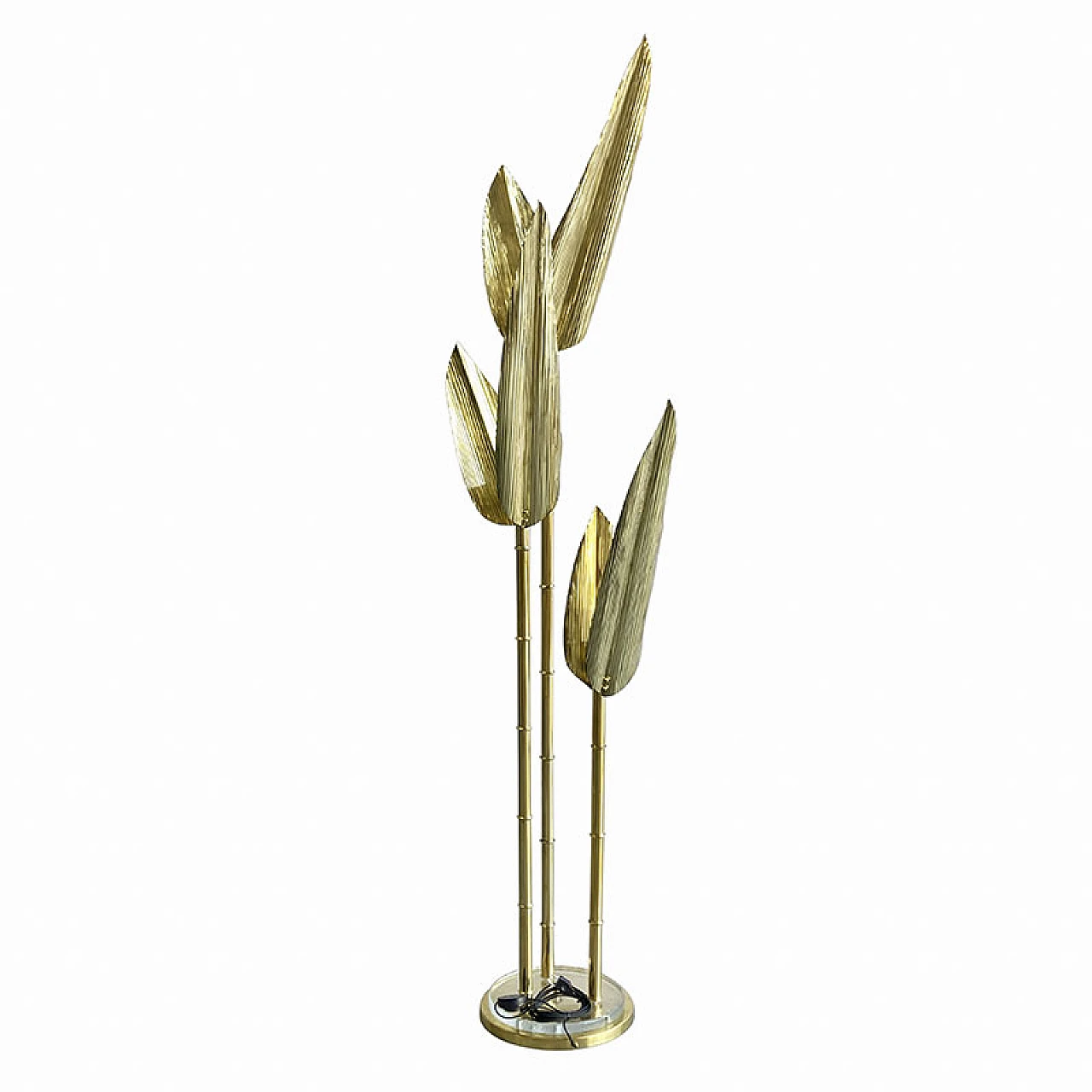 Bamboo-shaped floor lamp in polished brass, 1970s 2