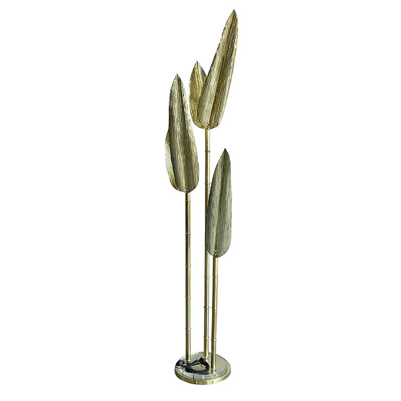 Bamboo-shaped floor lamp in polished brass, 1970s 3