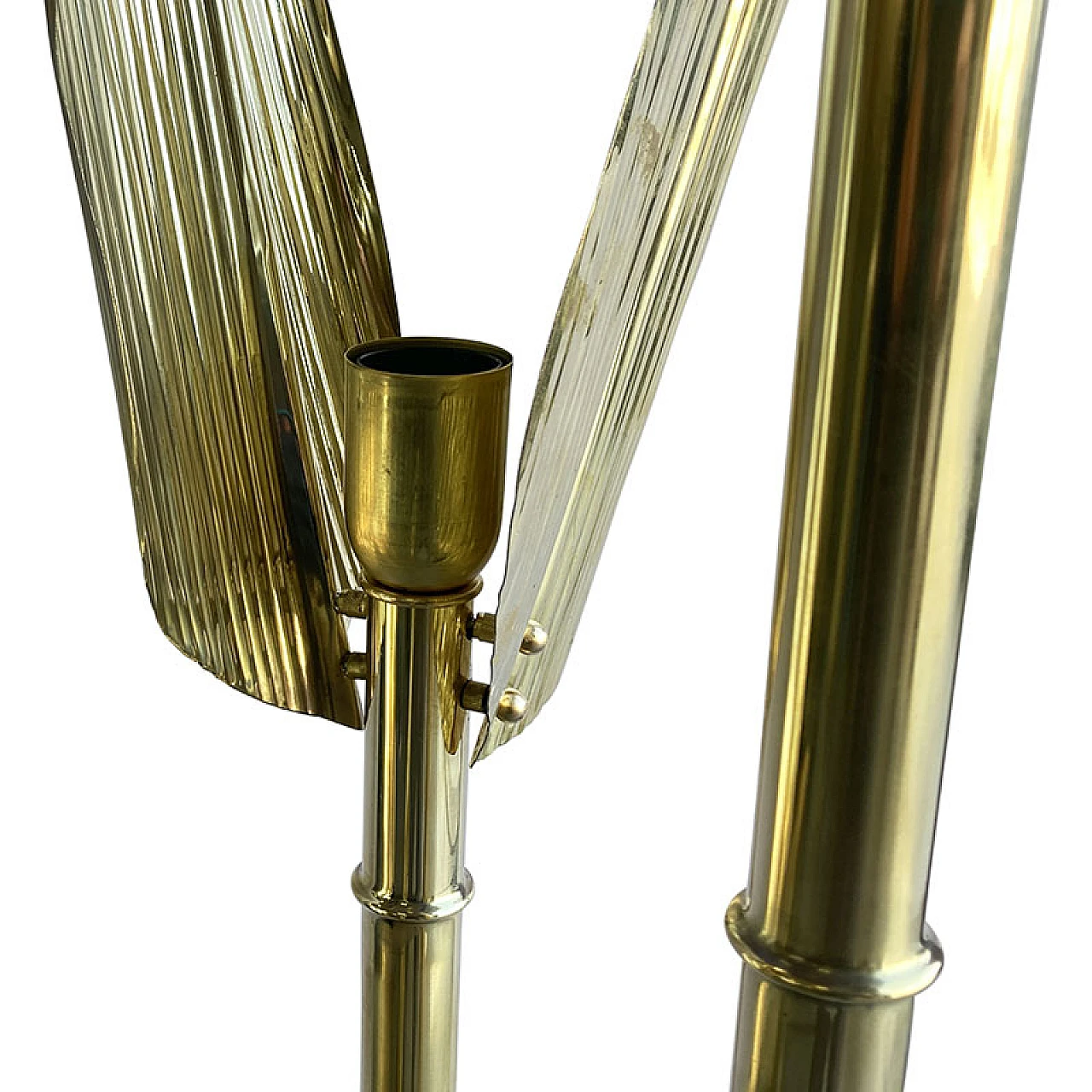 Bamboo-shaped floor lamp in polished brass, 1970s 6