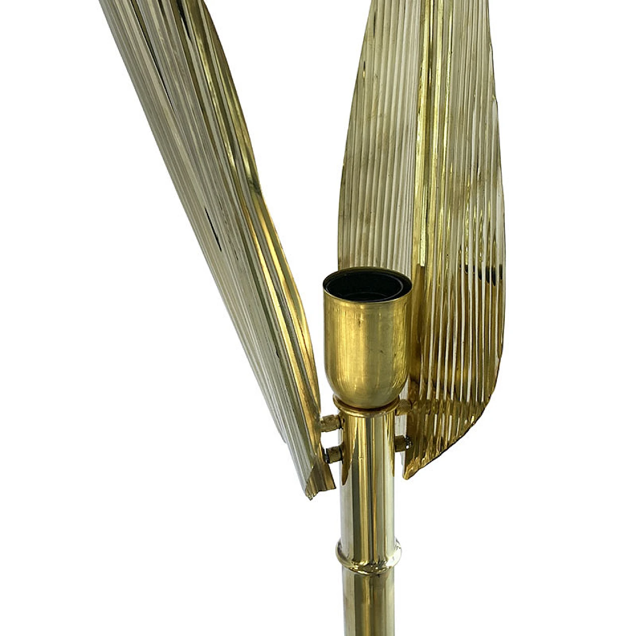 Bamboo-shaped floor lamp in polished brass, 1970s 7