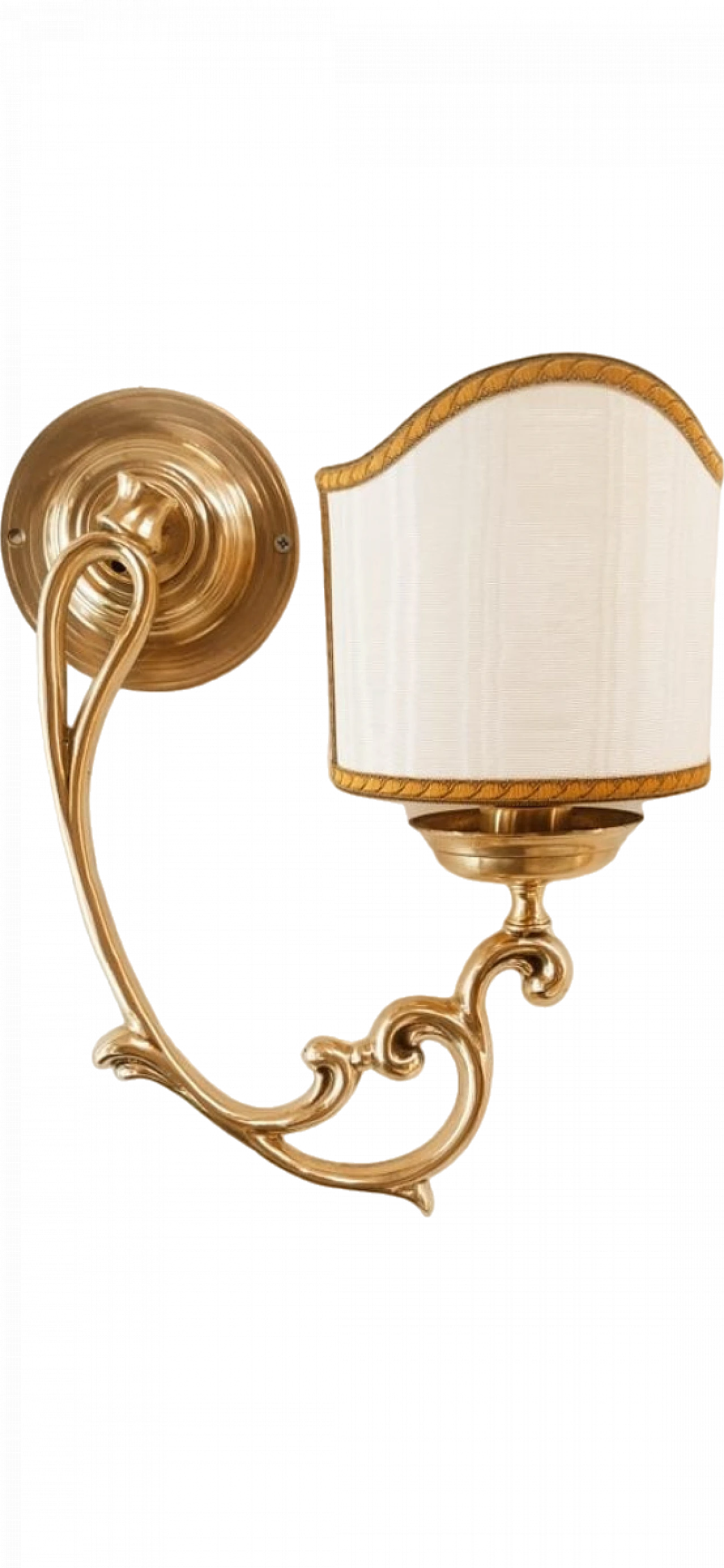 Wall light in brass with beige fabric lampshade, 1980s 9