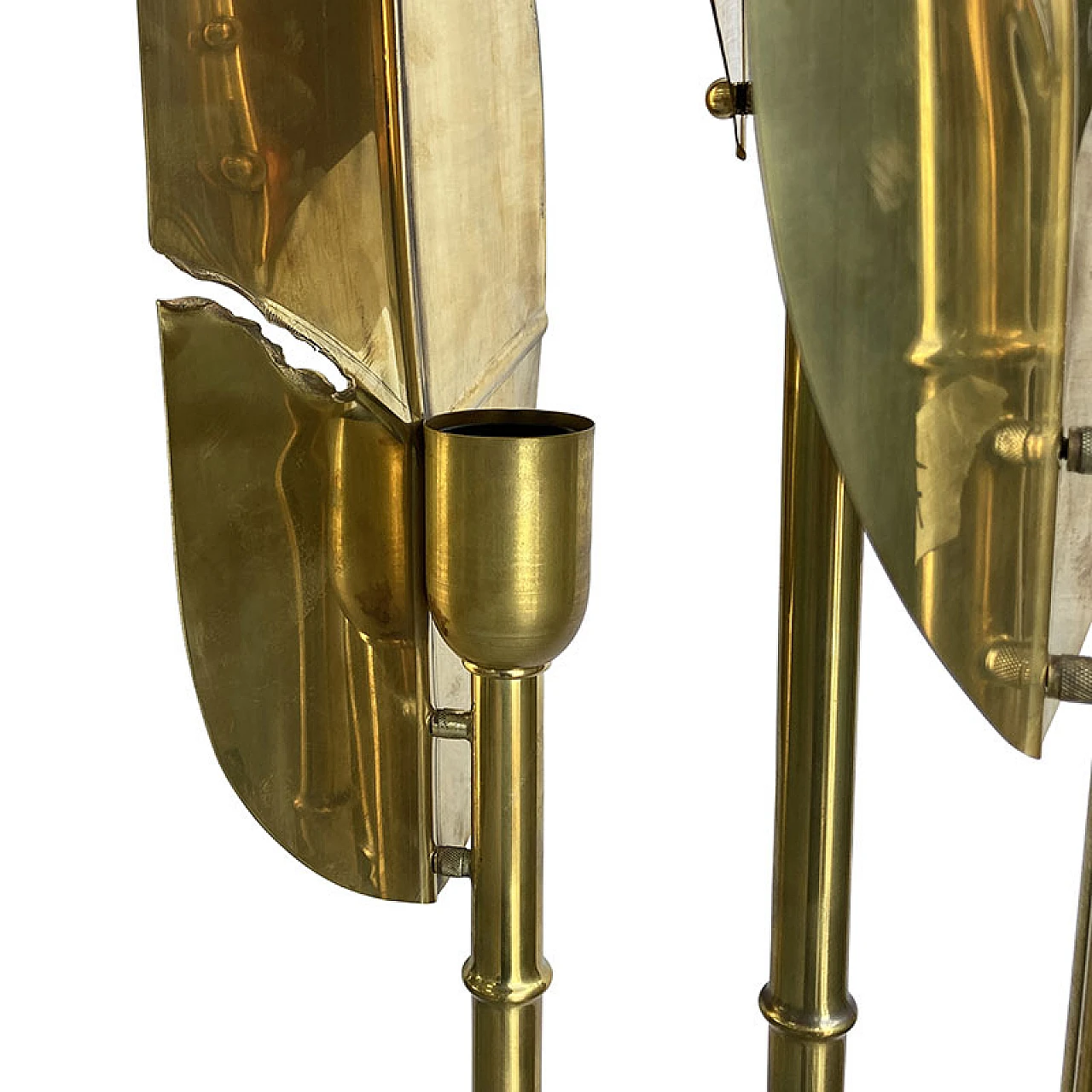 Pair of polished brass floor lamps, 1970s 6