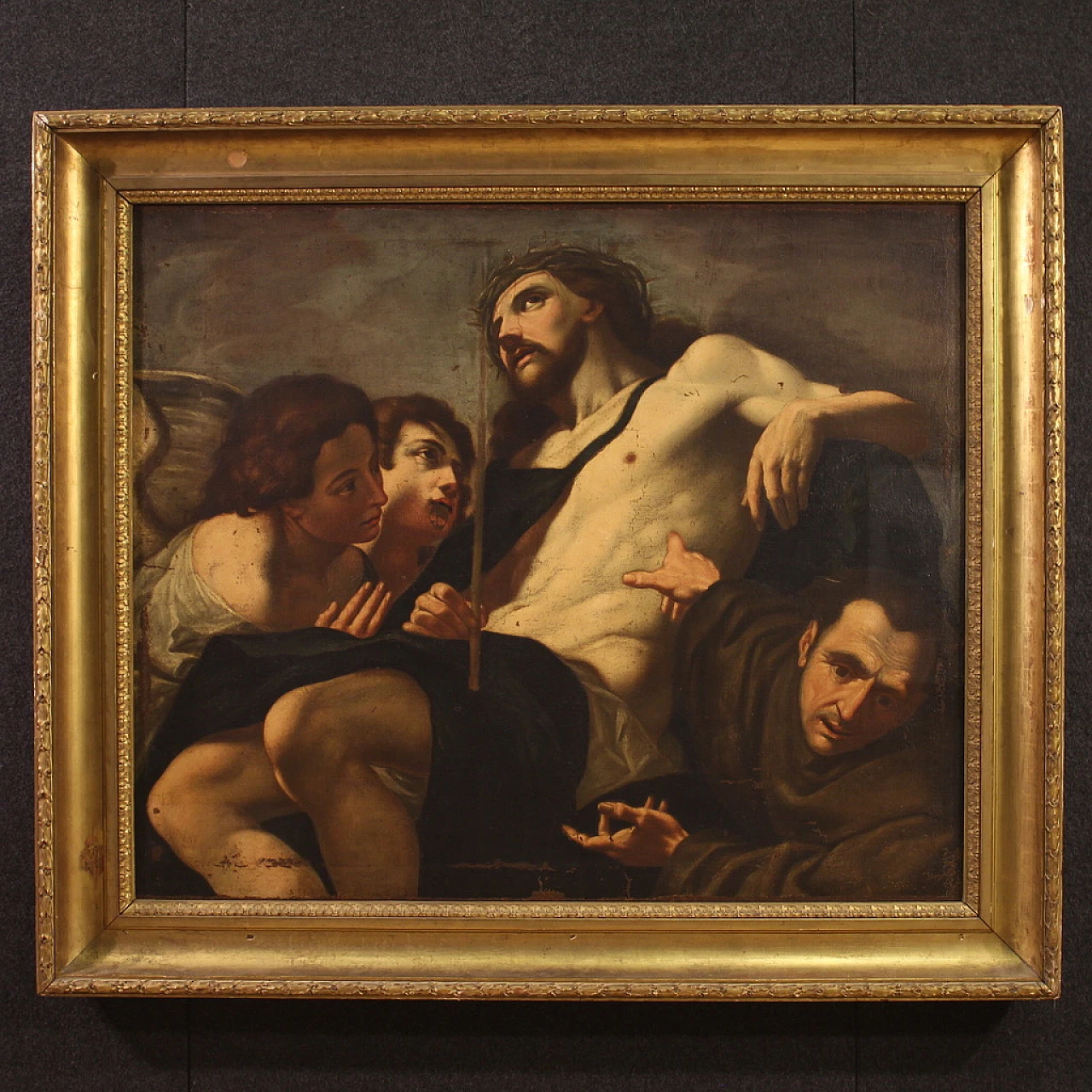 Christ loved by angels and saint, oil painting on canvas, 17th century 1