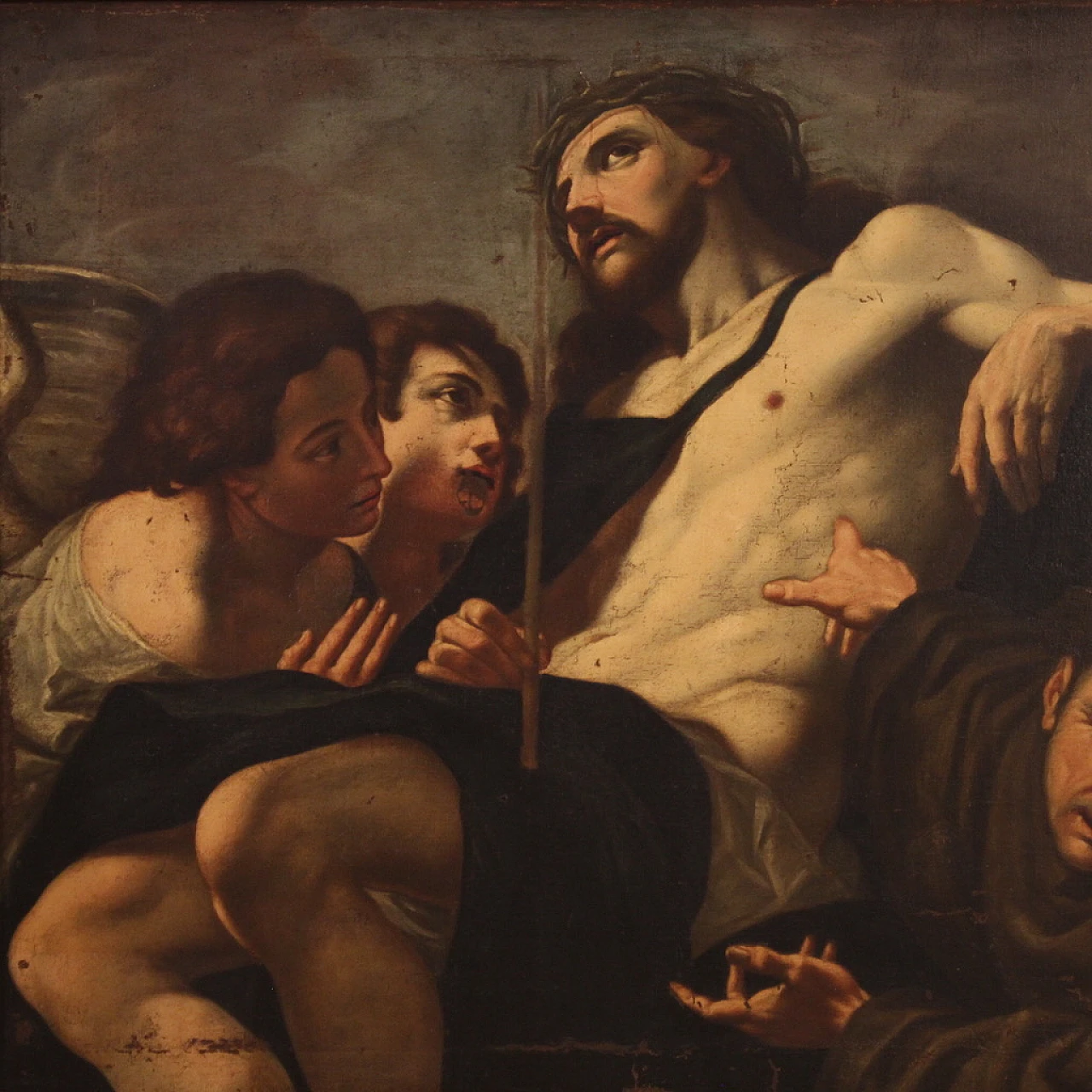 Christ loved by angels and saint, oil painting on canvas, 17th century 3