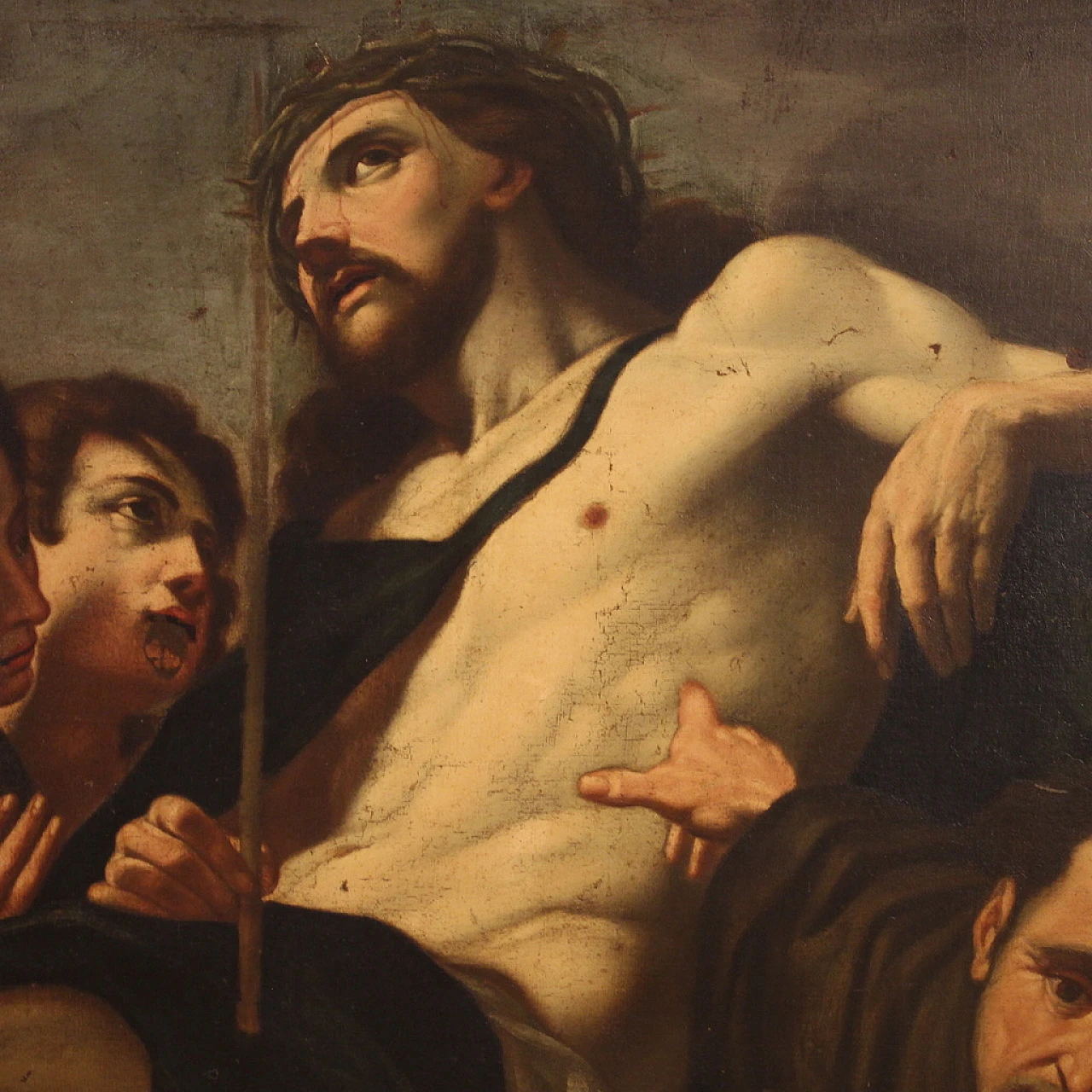 Christ loved by angels and saint, oil painting on canvas, 17th century 4