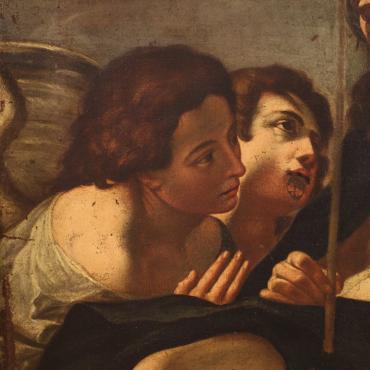 Christ loved by angels and saint, oil painting on canvas, 17th century 5