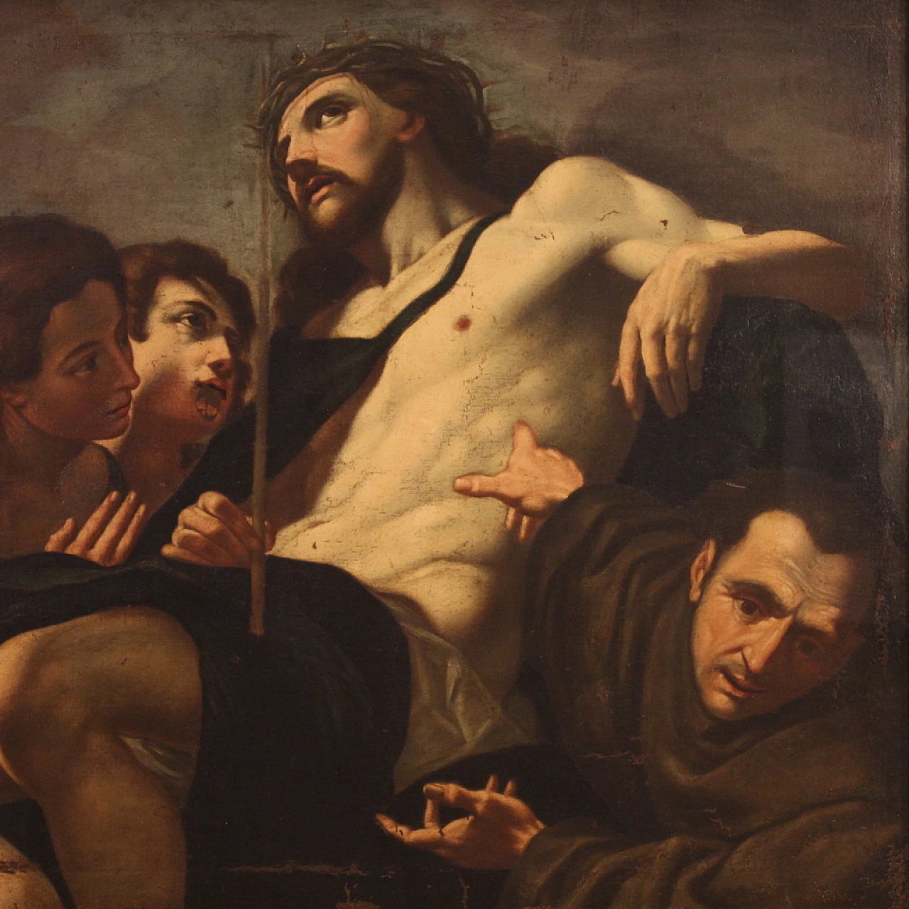 Christ loved by angels and saint, oil painting on canvas, 17th century 12