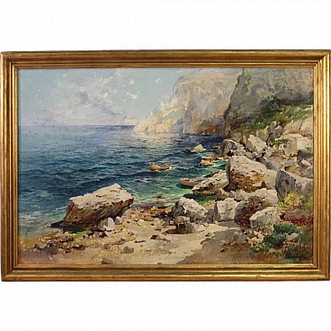 Landscape signed Felice Giordano, oil on canvas, 1920s
