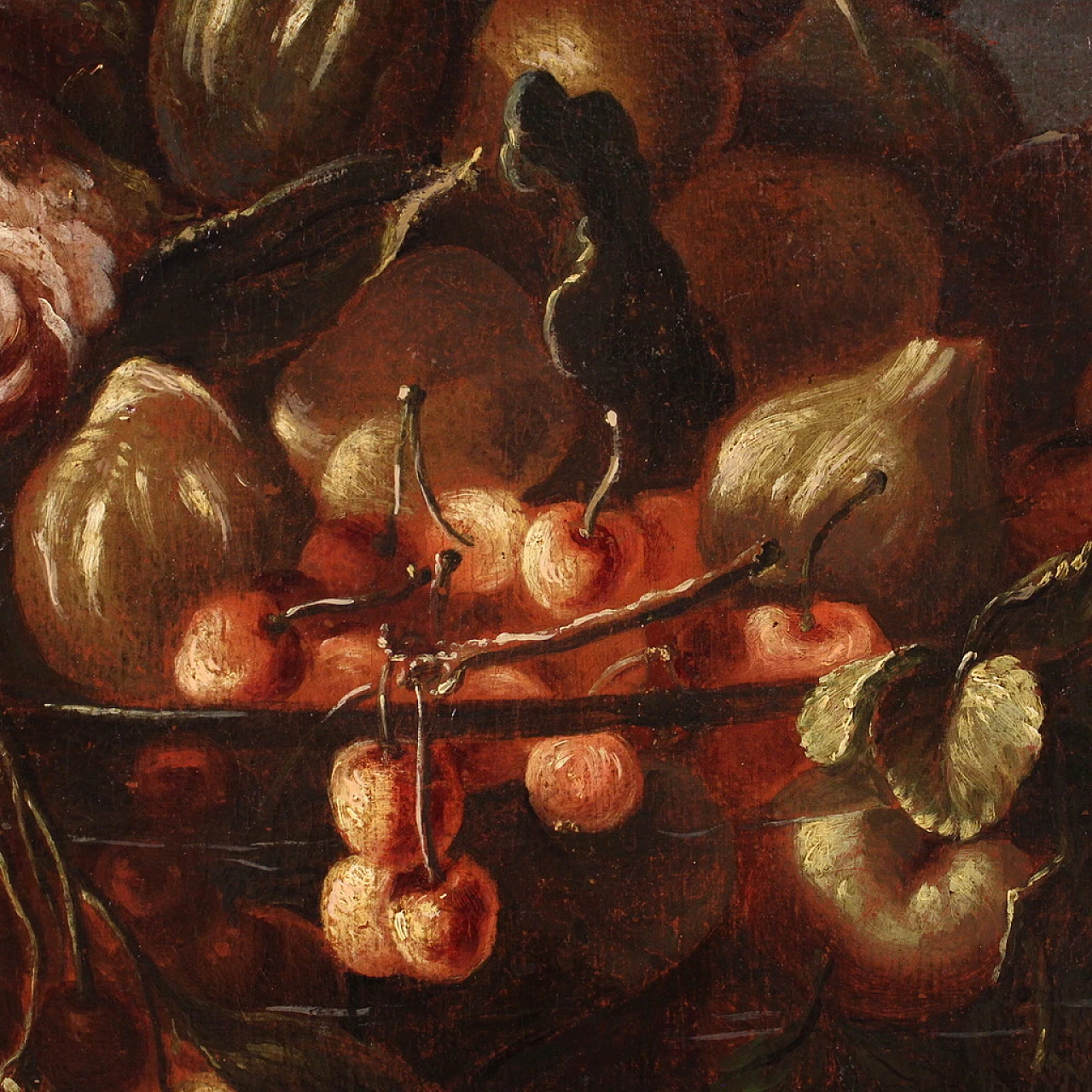 Still life with flowers and fruit, oil on canvas, 17th century 14