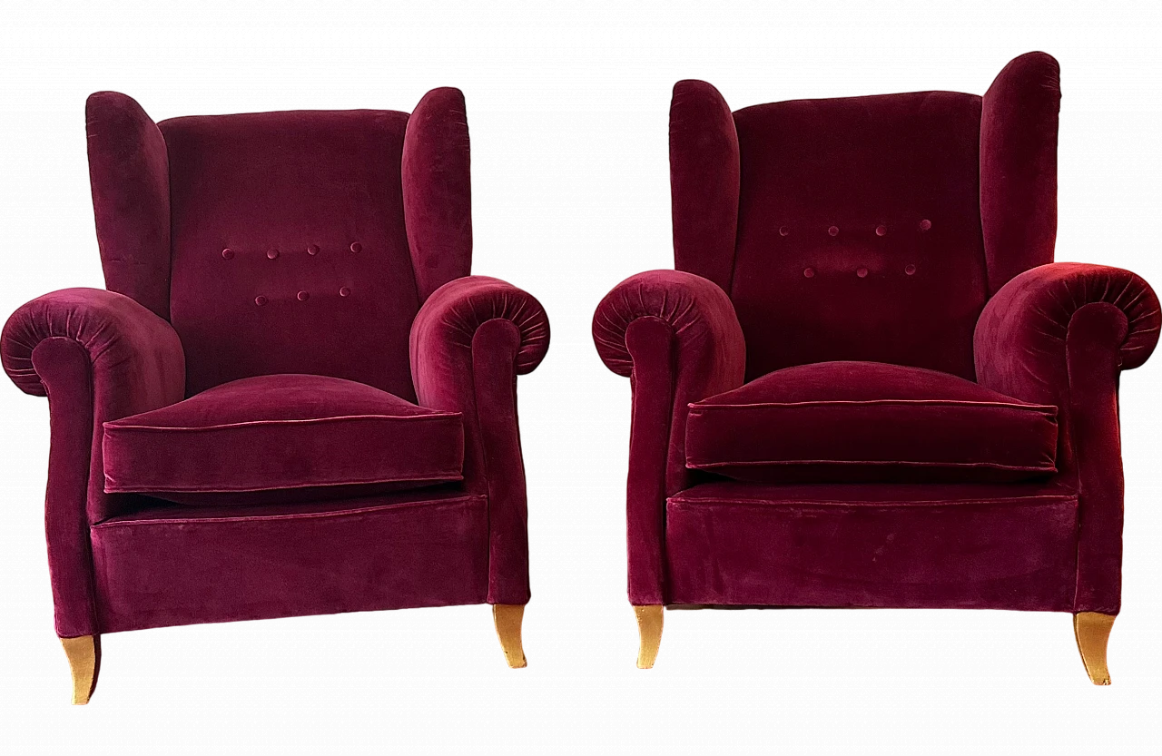 Pair of Chesterfield velvet armchairs, 18th century 4