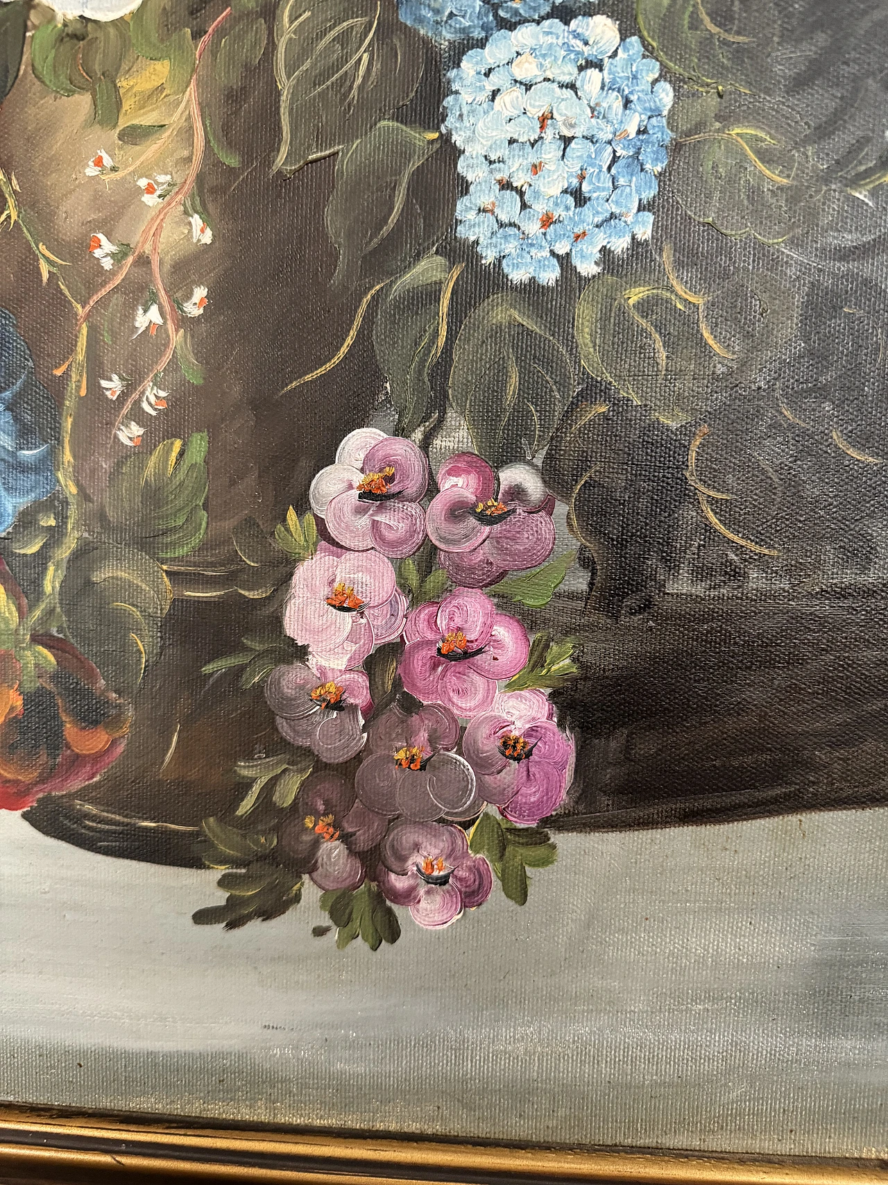 Painting with flowers, oil on canvas, 1970s 2