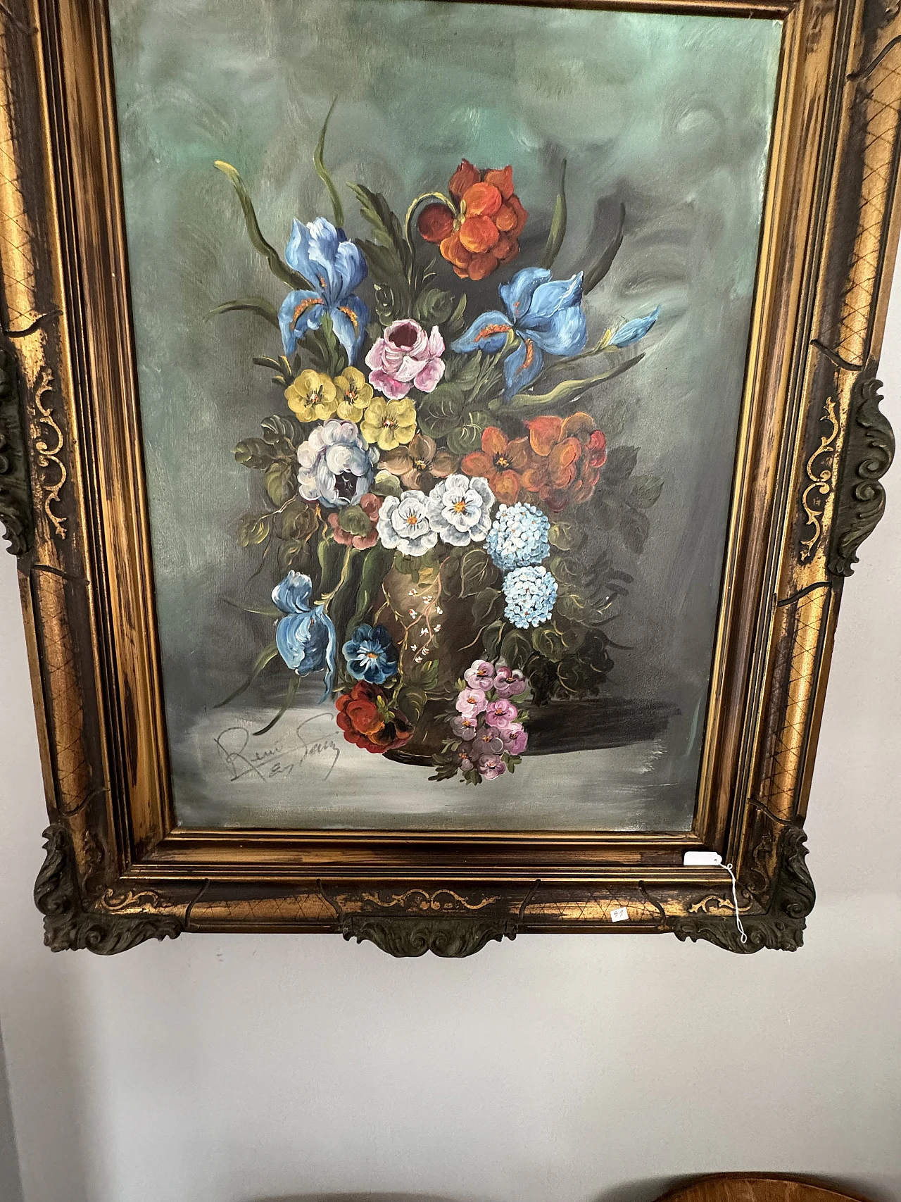 Painting with flowers, oil on canvas, 1970s 12