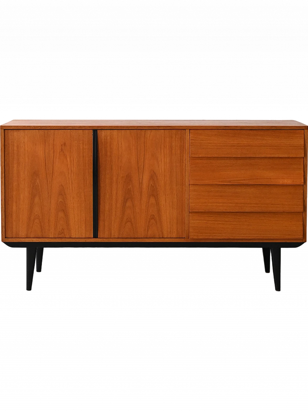 Credenza scandinava in teak con dettagli neri, anni '60 11