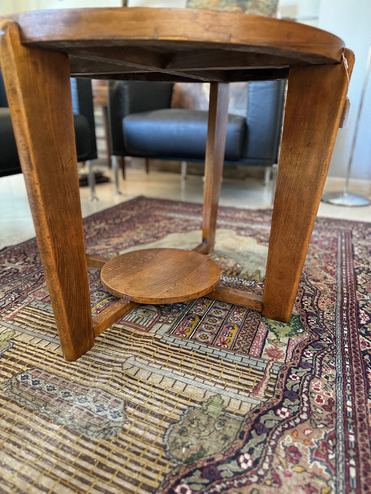 Art Deco round walnut coffee table, 1930s 7