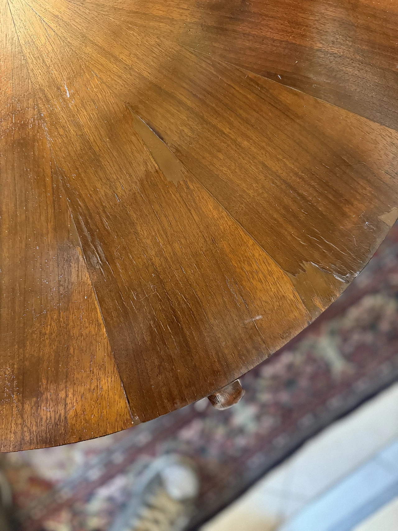 Art Deco round walnut coffee table, 1930s 8