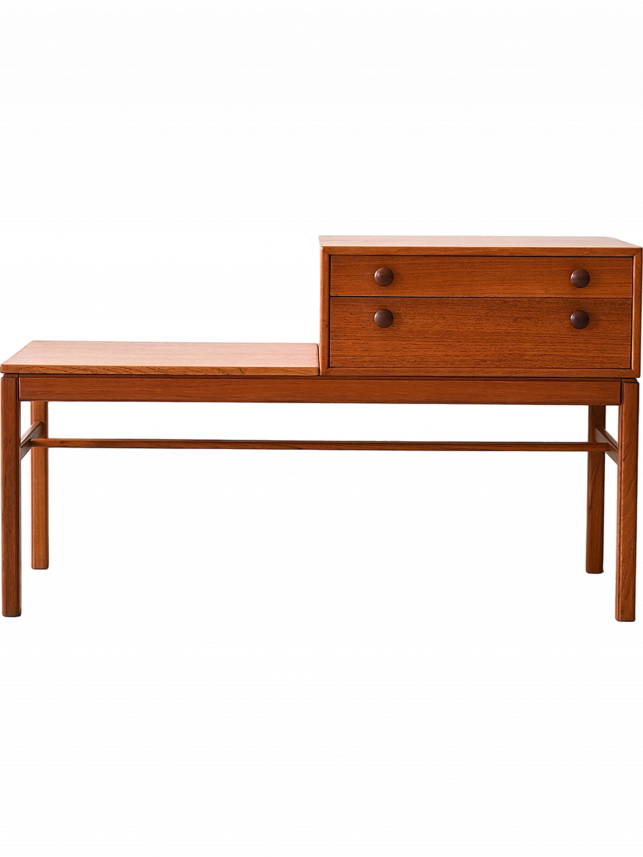 Teak entrance bench with drawers, 1960s 12