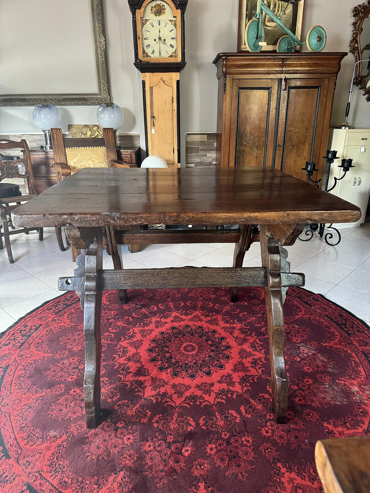 Trestle table in walnut & chestnut wood, 17th century 3