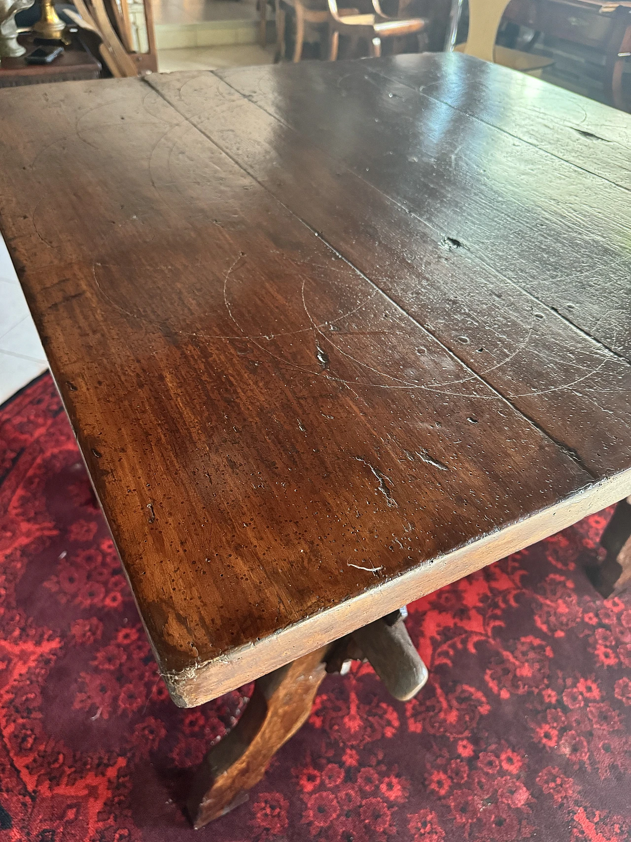 Trestle table in walnut & chestnut wood, 17th century 4