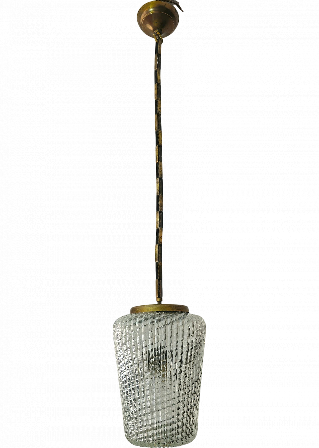 Glass and brass hanging lamp by Archimede Seguso, 1940s 15