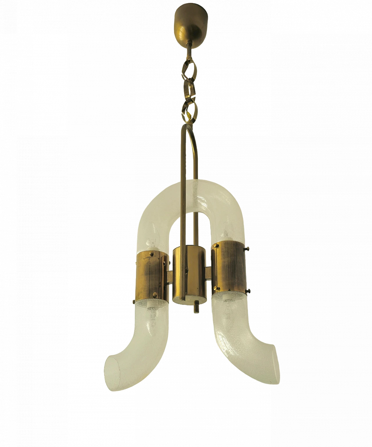 Pulegoso glass and brass chandelier by Carlo Nason, 1970s 13