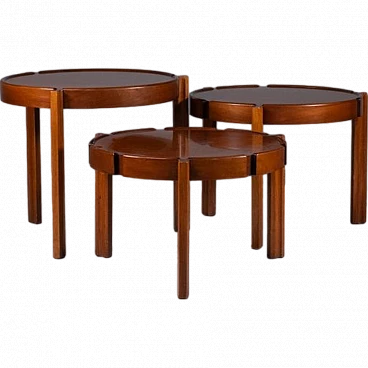 3 Interlocking wooden coffee tables, 1950s