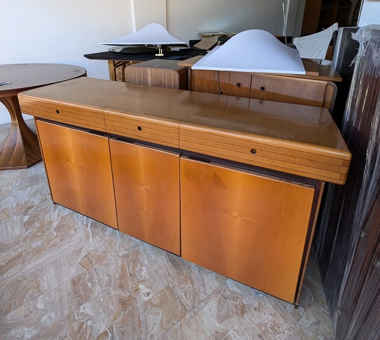 Sideboard in cherry, oak & eboony in the style of Maxalto, 1970s 1