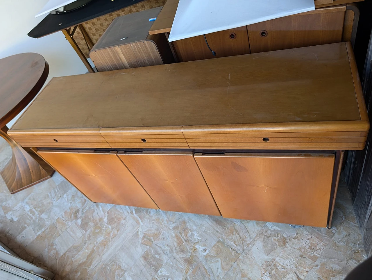 Sideboard in cherry, oak & eboony in the style of Maxalto, 1970s 3