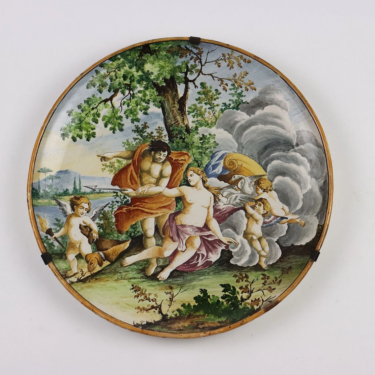 Piatto in maiolica con Diana ed Endimione di M. Castelli, '800 1