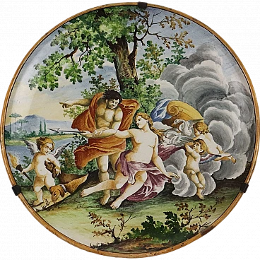 Piatto in maiolica con Diana ed Endimione di M. Castelli, '800