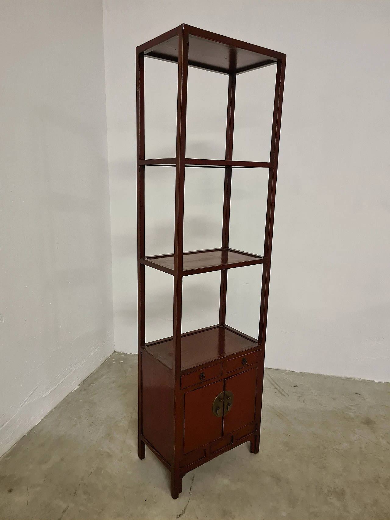 Laquered wood bookcase with storage compartment & drawers, 1940s 3