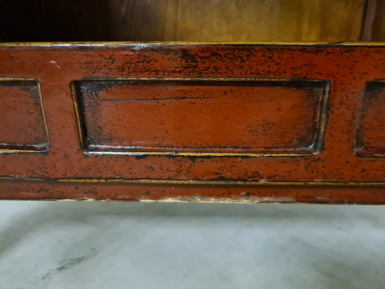 Laquered wood bookcase with storage compartment & drawers, 1940s 9