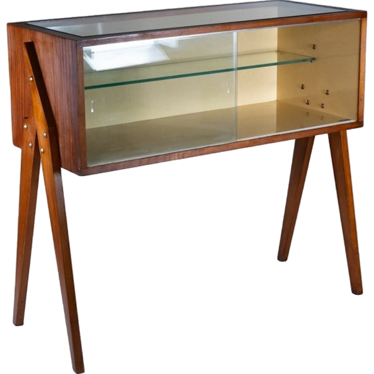 Sideboard with showcase in wood & glass by R. Scaltritti, 1950s 10