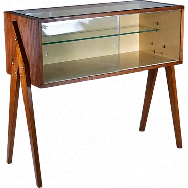 Sideboard with showcase in wood & glass by R. Scaltritti, 1950s