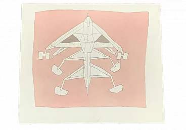 Renato Volpini, Composition, tempera and pencil on paper, 1960s