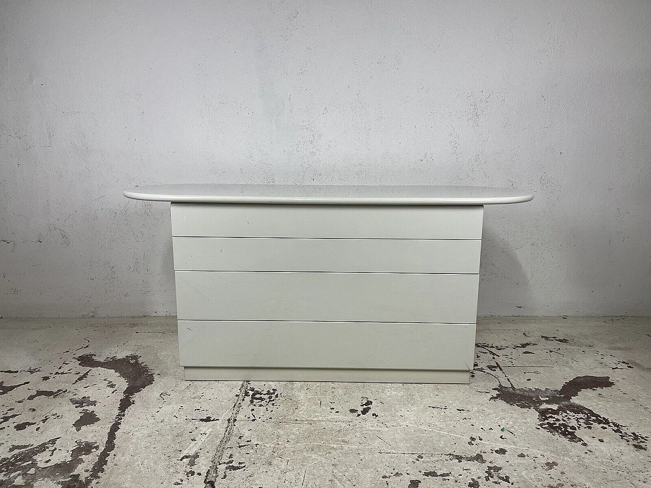 White lacquered wood chest of drawers, 1980s 4