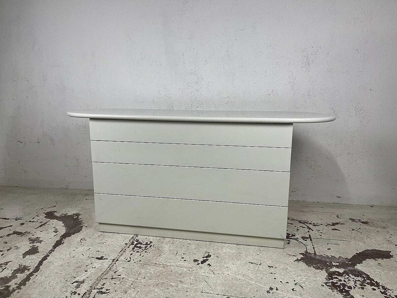 White lacquered wood chest of drawers, 1980s 5