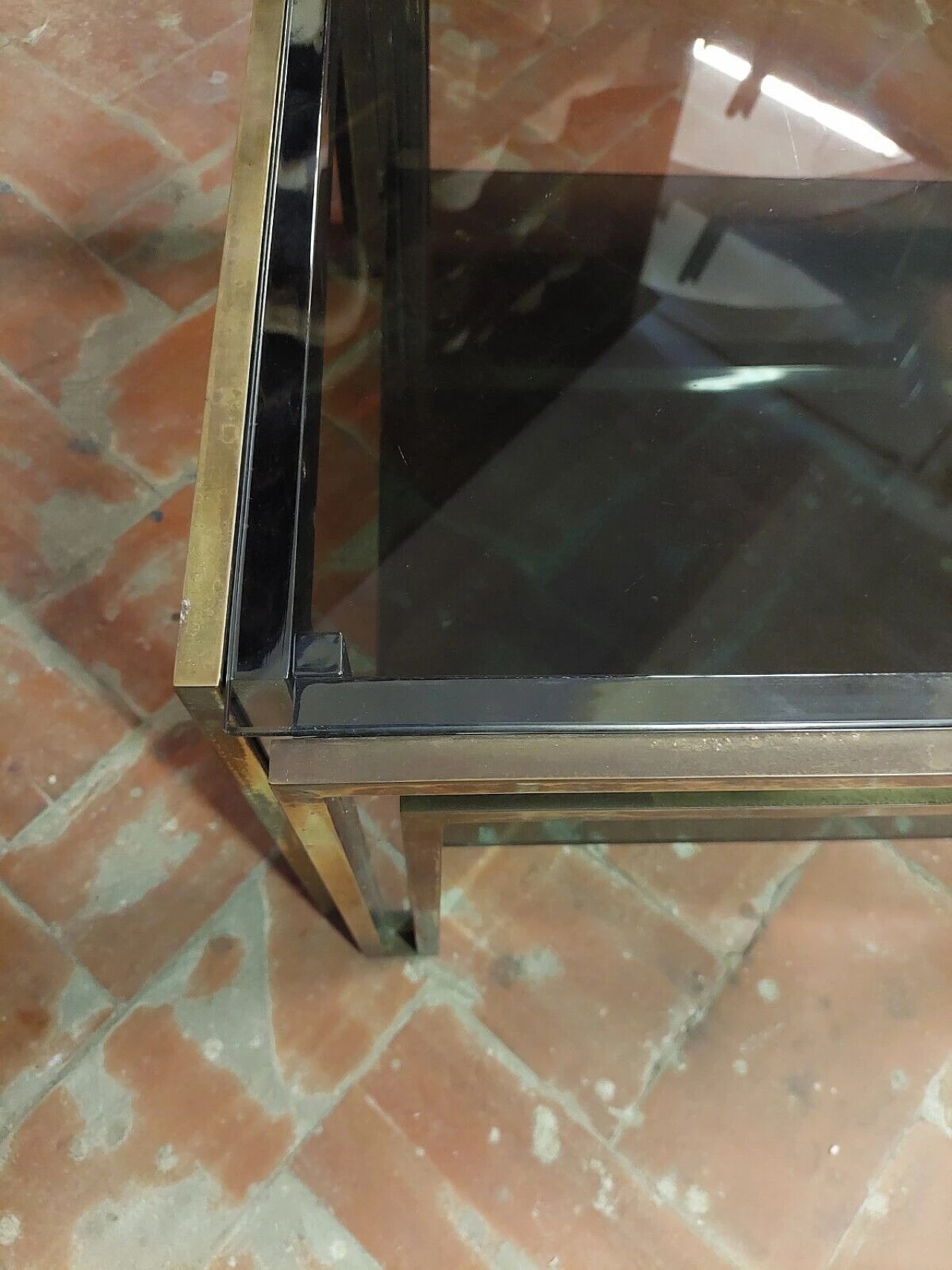 Brass, chromed metal and glass coffee table by Maison Jansen, 1970s 6