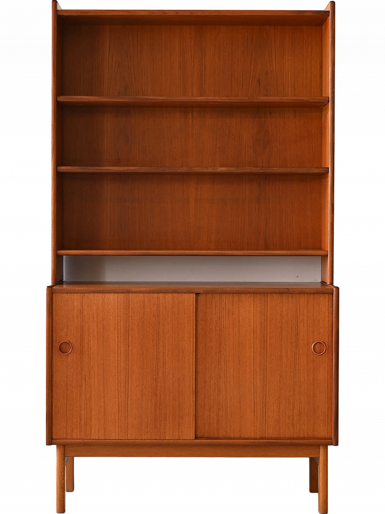 Teak bookcase with adjustable shelves & storage compartment, 1960s 10