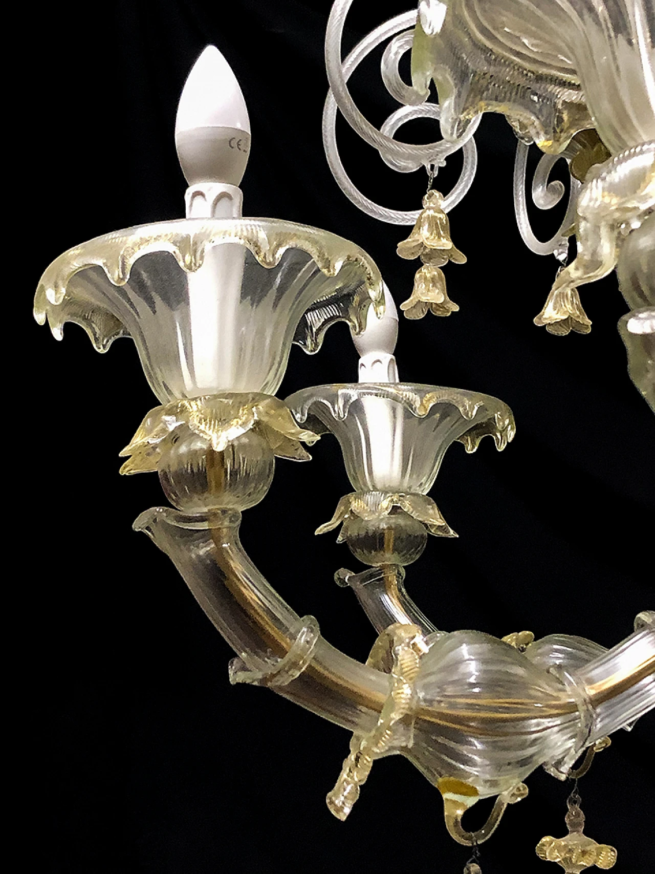 Chandelier with sixteen lights in Murano glass, 1950s 3