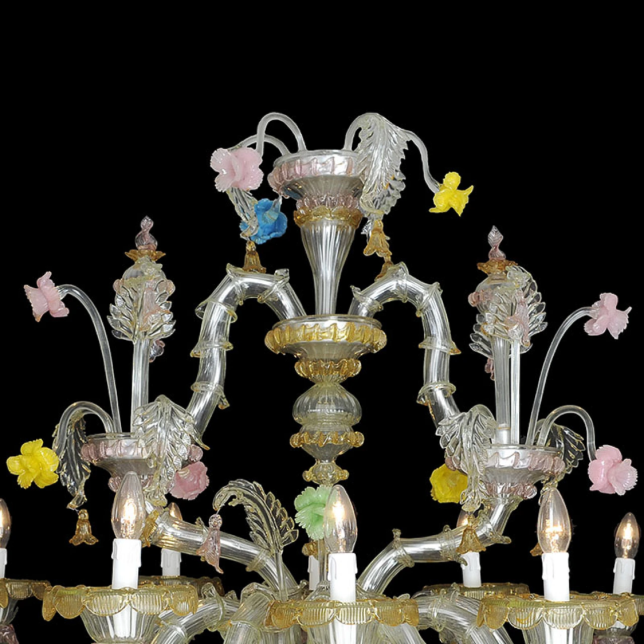 Murano glass boat chandelier in Rezzonico style, 1920s 4