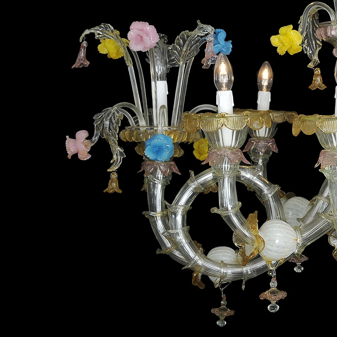 Murano glass boat chandelier in Rezzonico style, 1920s 5