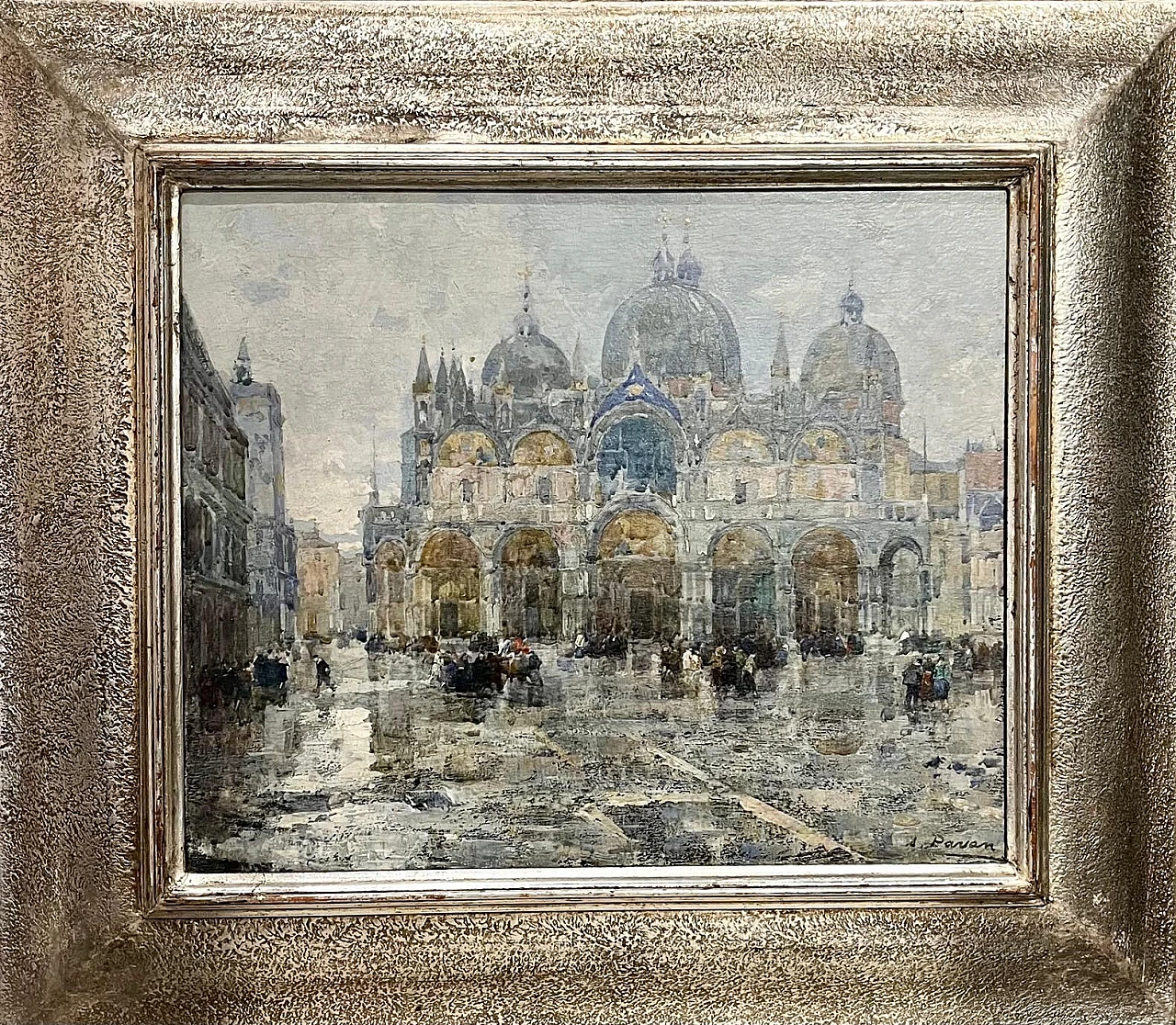 Angelo Pavan, Basilica of San Marco, oil painting on panel 2