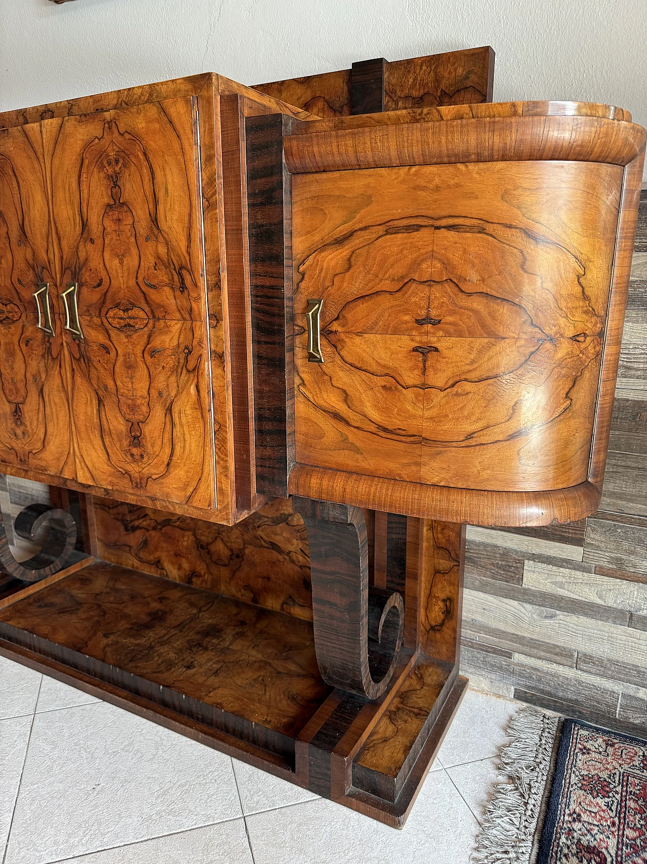 Art Déco sideboard in briarwood with 4 doors, 1930s 2