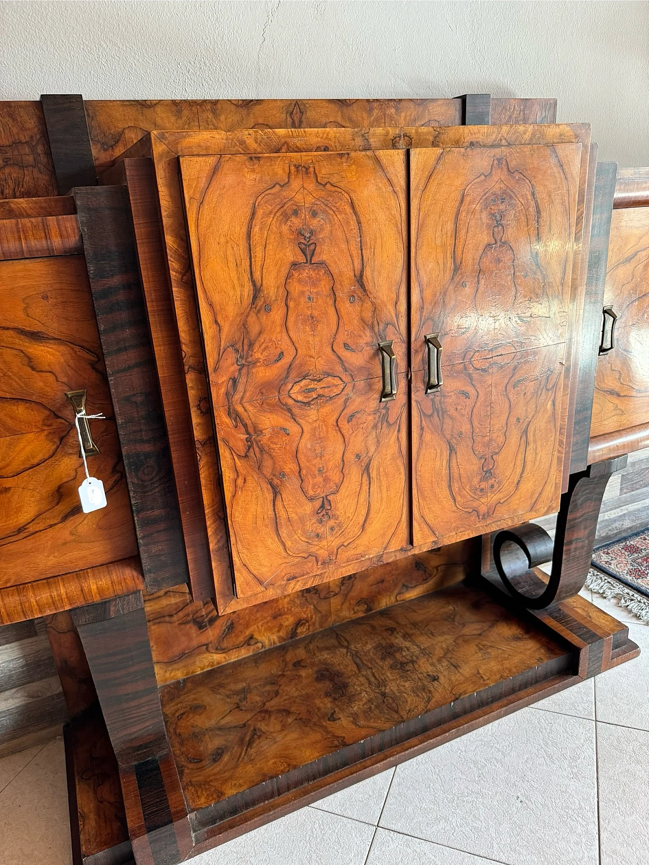 Art Déco sideboard in briarwood with 4 doors, 1930s 3