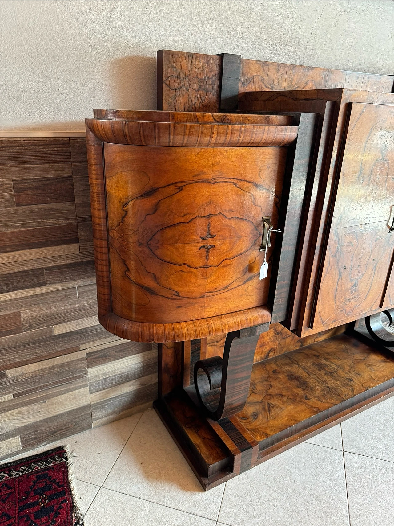 Art Déco sideboard in briarwood with 4 doors, 1930s 4