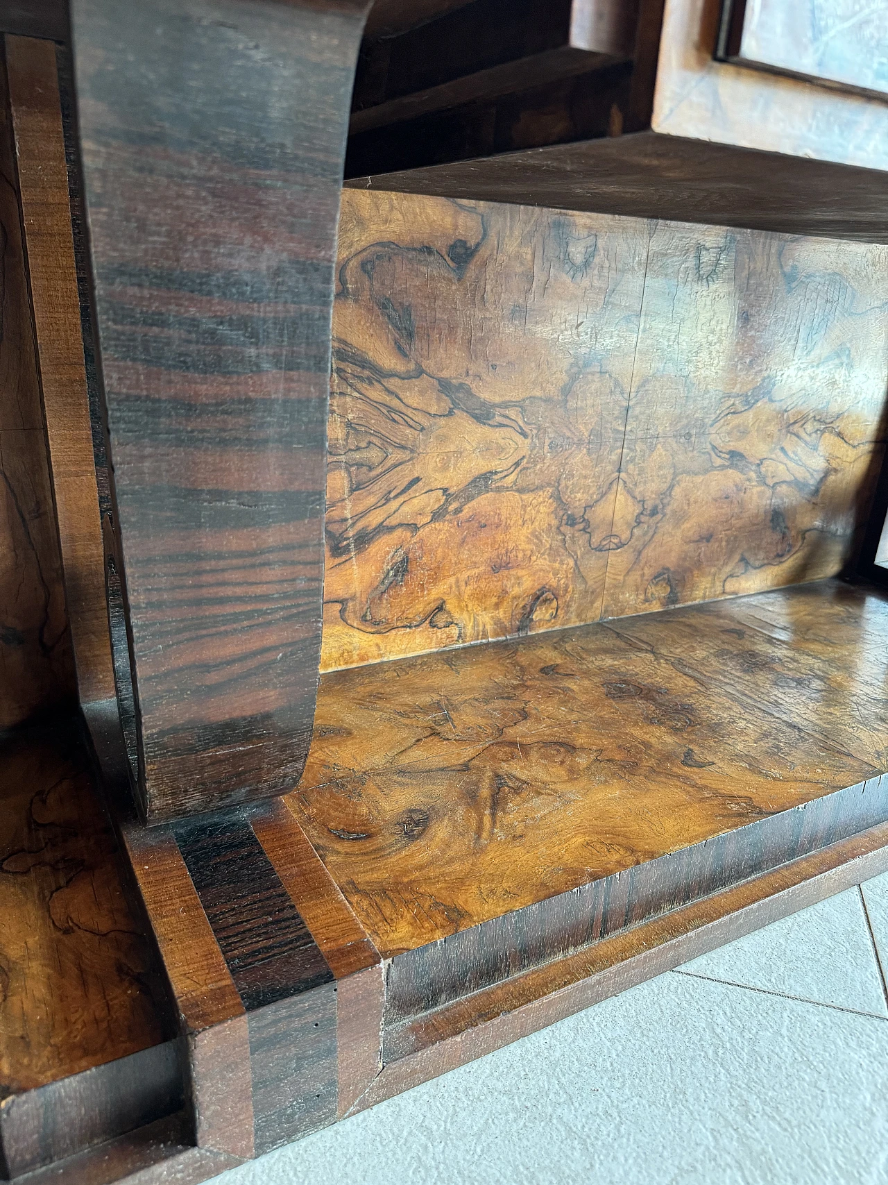 Art Déco sideboard in briarwood with 4 doors, 1930s 6