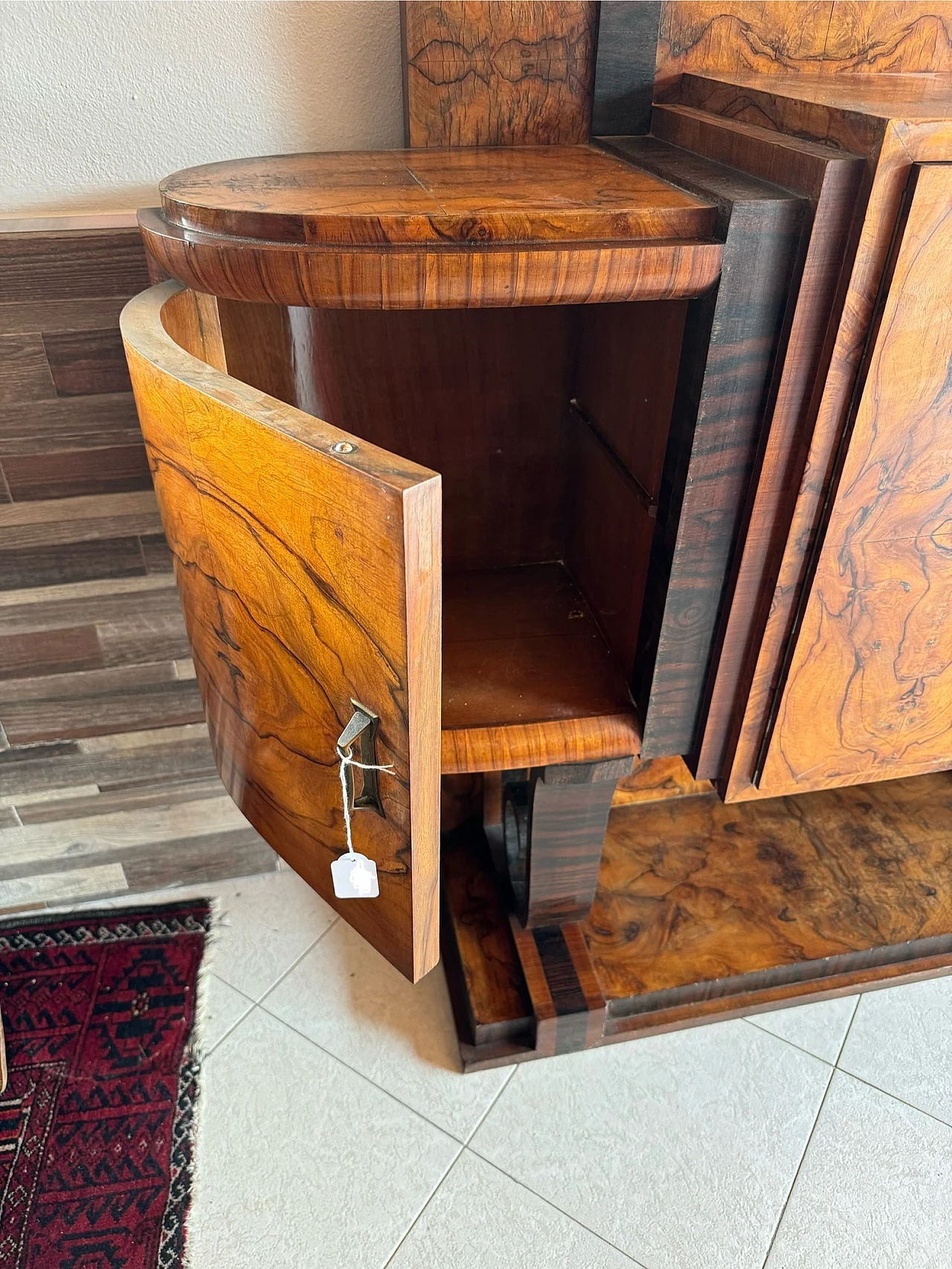 Art Déco sideboard in briarwood with 4 doors, 1930s 11